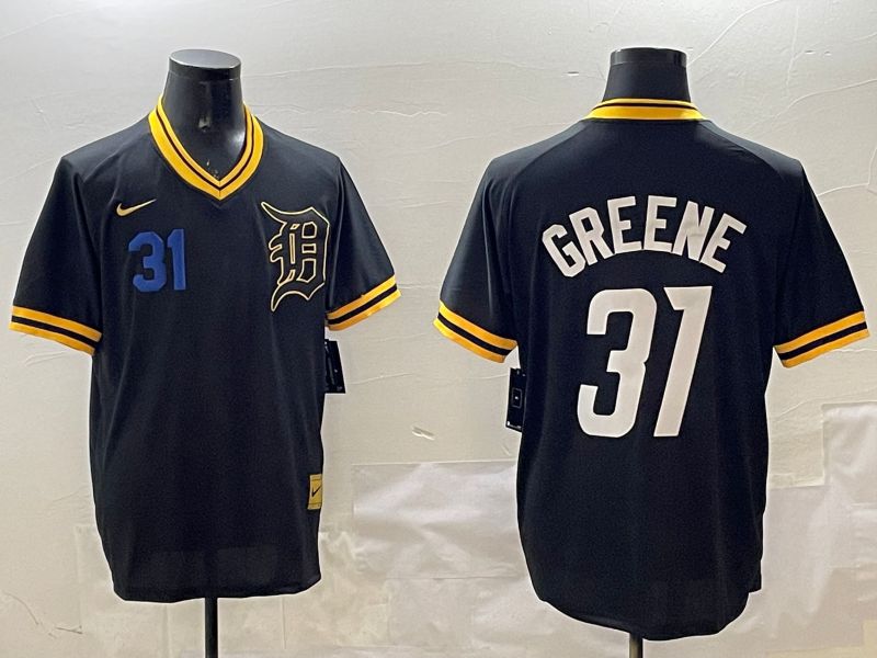Men Detroit Tigers 31 Greene Black Gold Game 2025 Nike MLB Jersey style 3